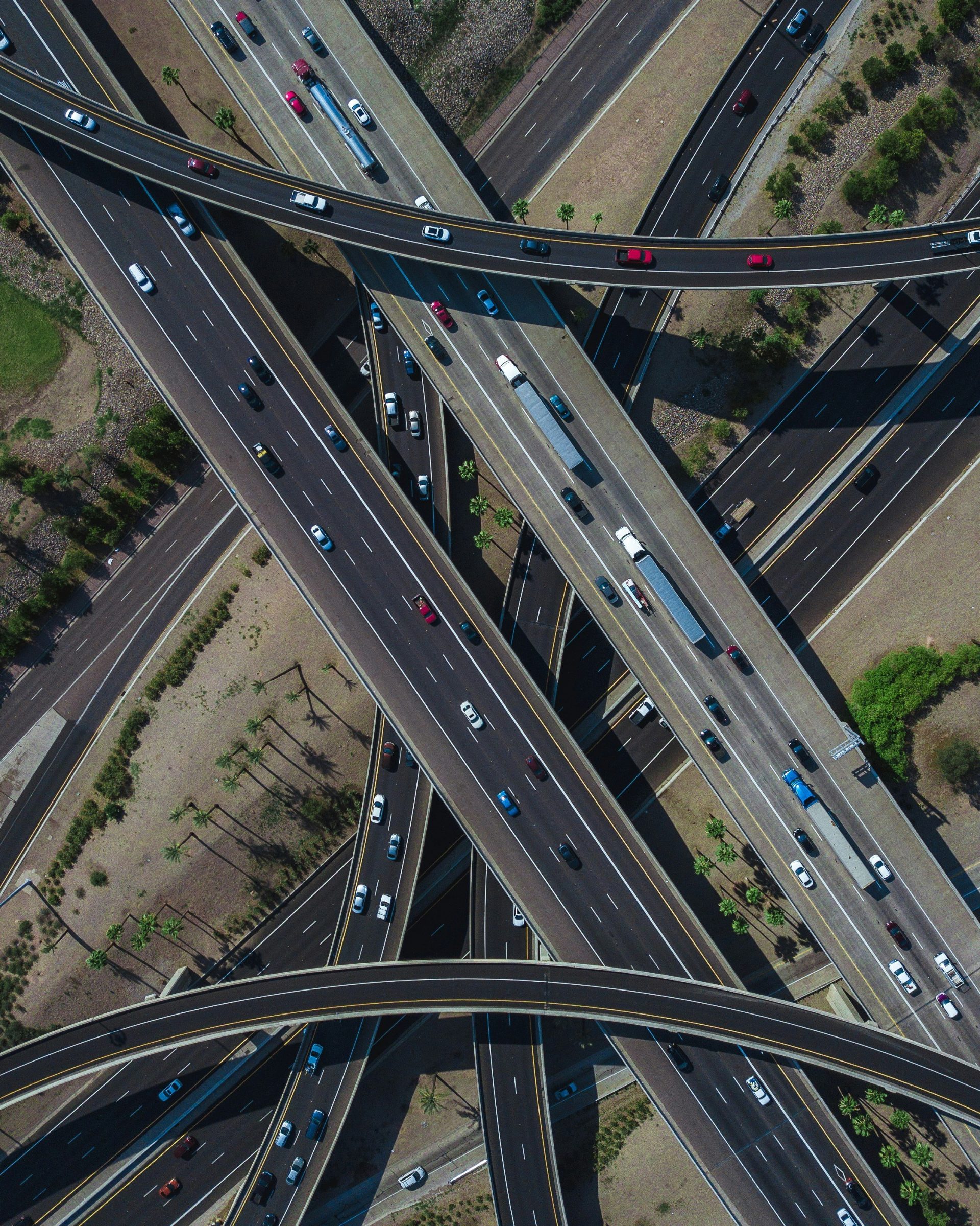 Aerial view of a highway interchange